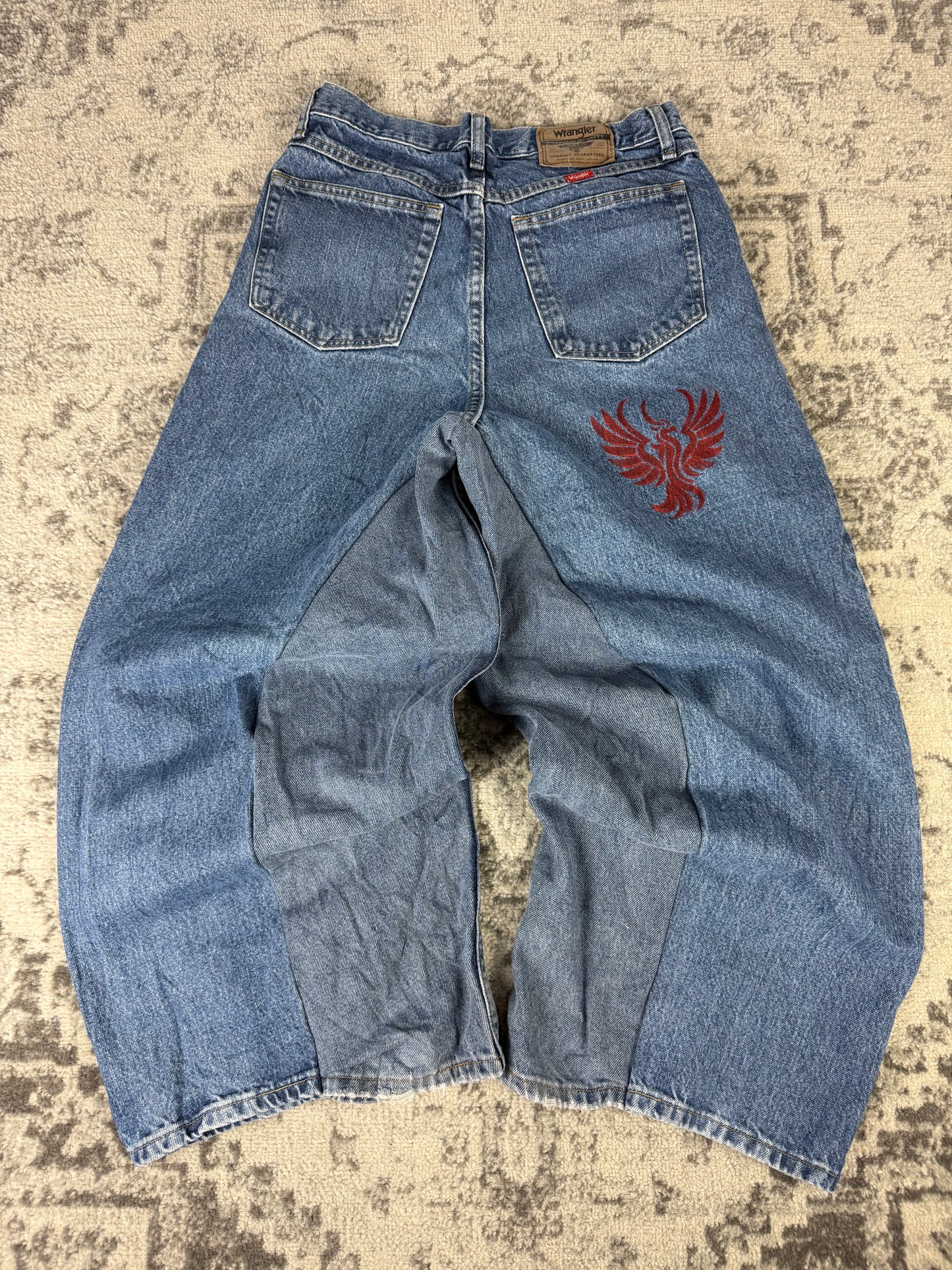 Pantalon baggy en denim upcyclé large style skater streetwear y2k hip-hop 90’s - Pièce unique S n•17