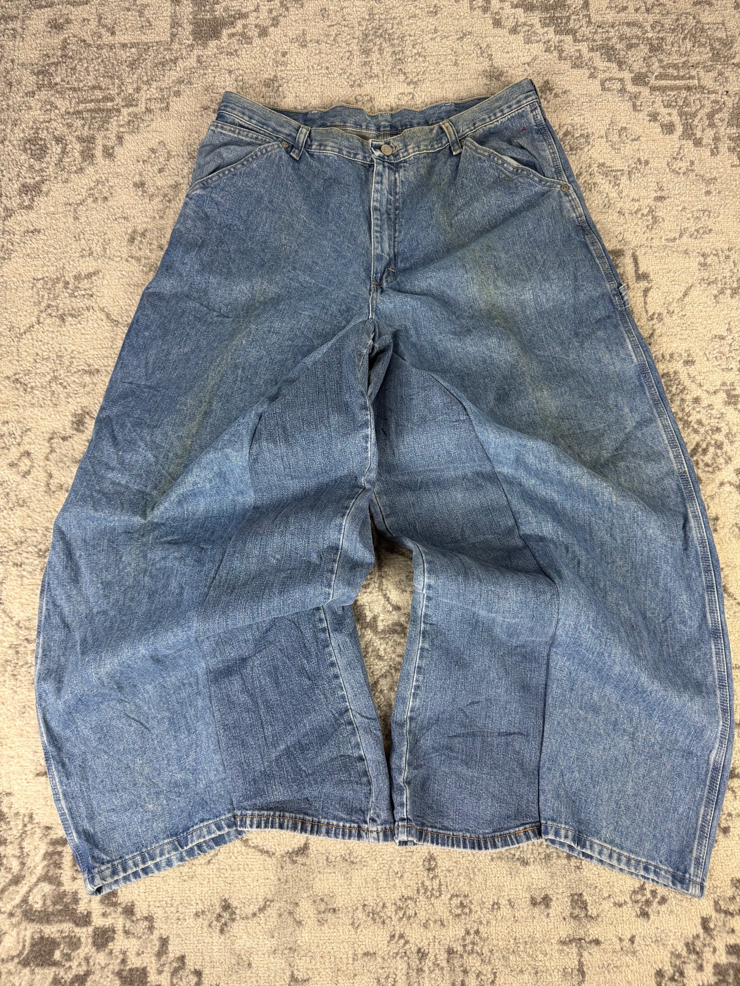 Pantalon baggy en denim upcyclé large style skater streetwear y2k hip-hop 90’s - Pièce unique XXL n•18