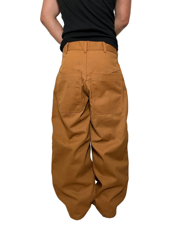 Pantalon Double Knee Baggy épais grande poche, triple couture résistante, couleur beige/camel